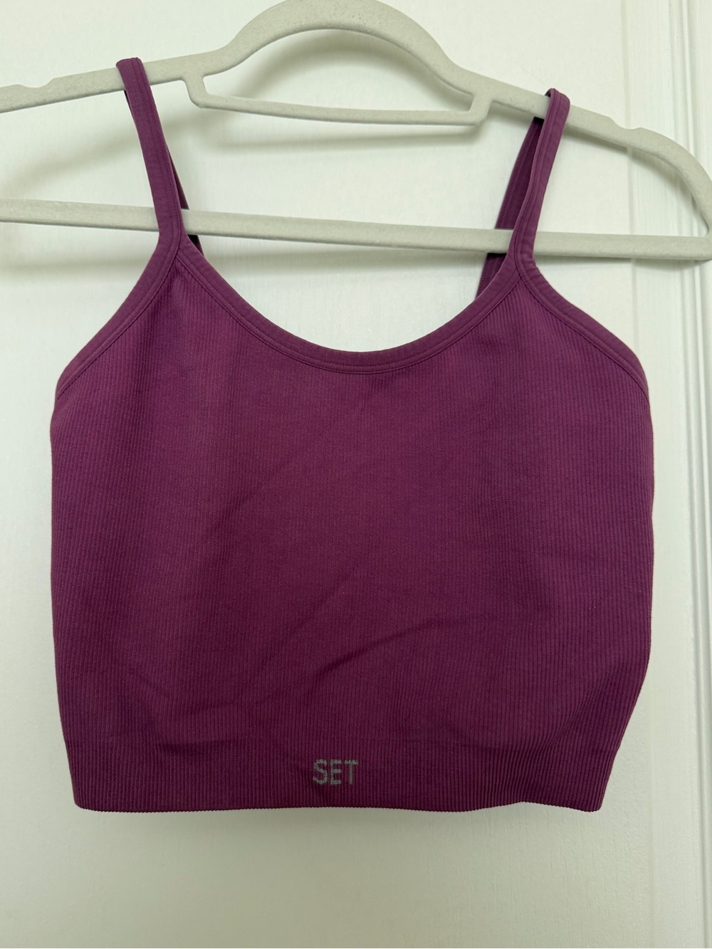 Like New Set Active Sculptflex Ribbed Crop Tank in Plum / Berry size Large